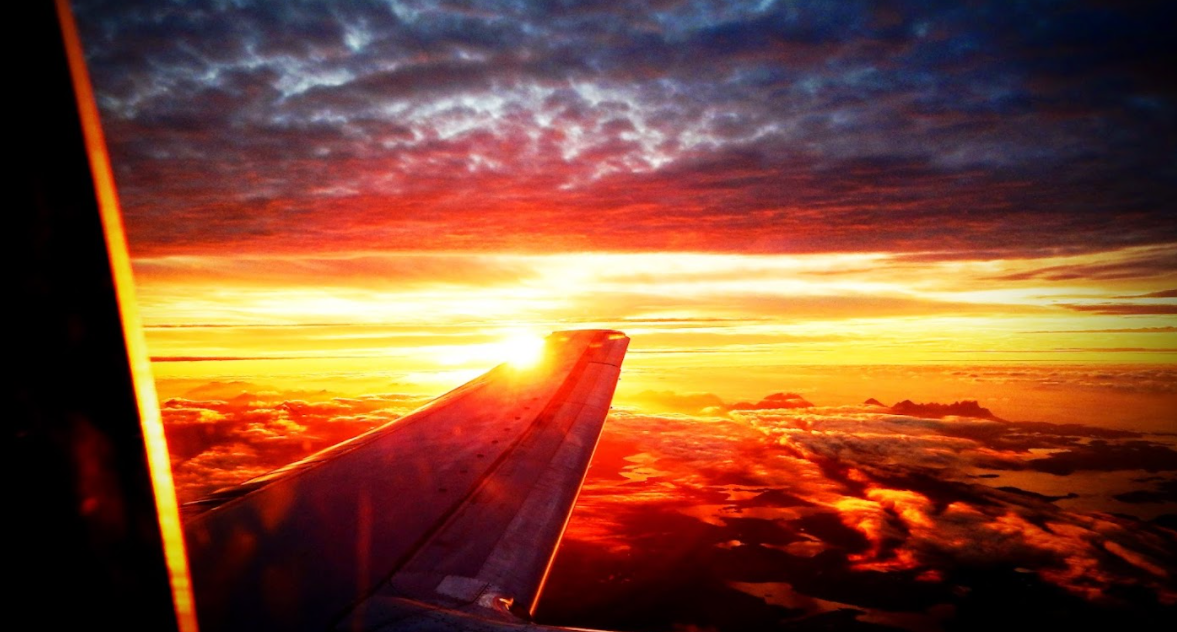 Satured sunset from an airplane